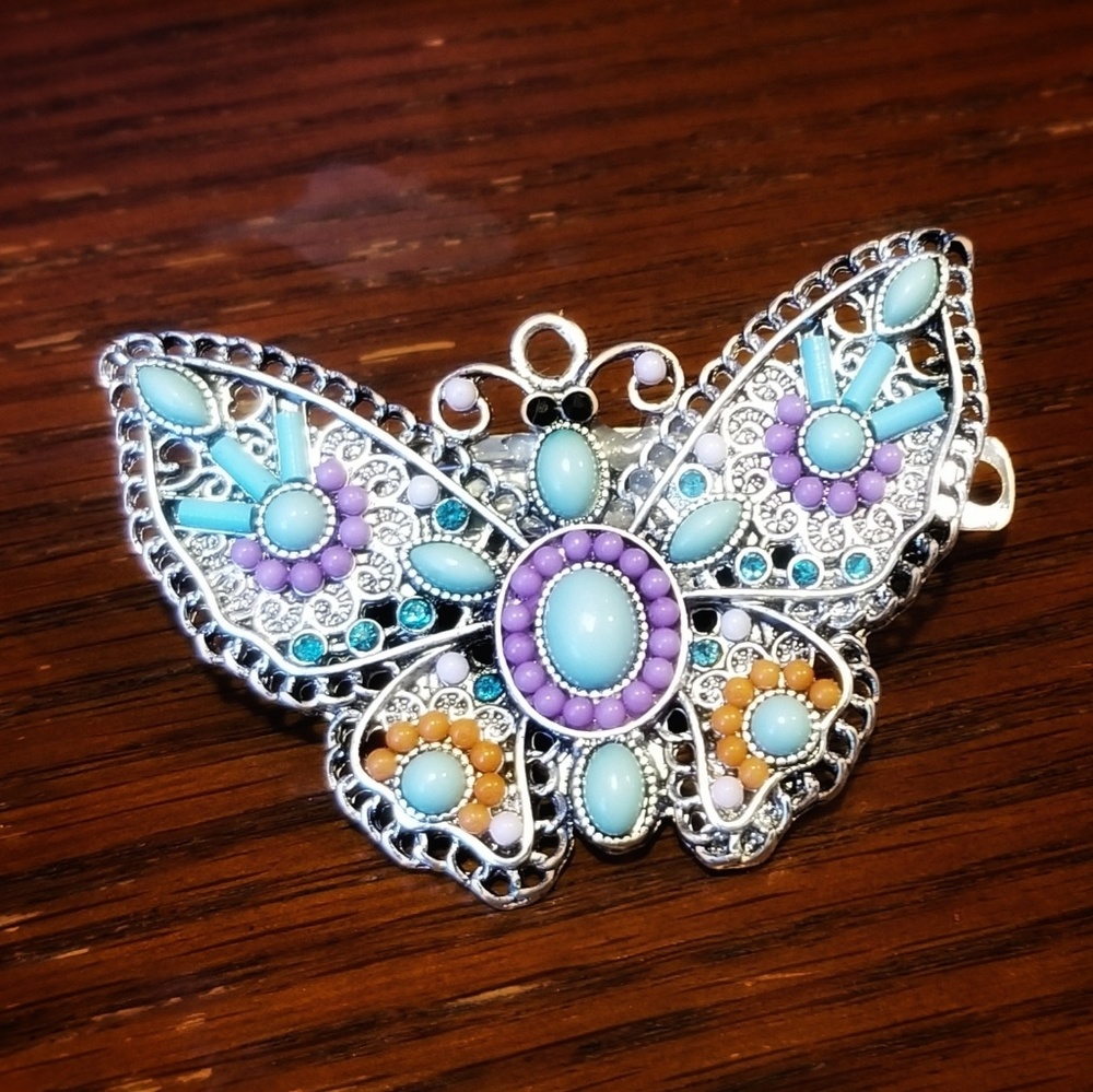 Embellished Beaded Butterfly Hair Clip